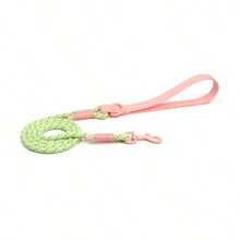 1pc Handmade Adjustable Macaron Colored Reflective Pet Collar And Leash Set, Personalized Round Rope PVC Material Spliced Dog Collar Pet Supplies - Multicolor - View 9