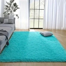 Alfombra extra suave para sala de estar, alfombra de pelo largo moderno, alfombra de vestidor para dormitorio, 150cm x 200cm - Celeste - Ver 4