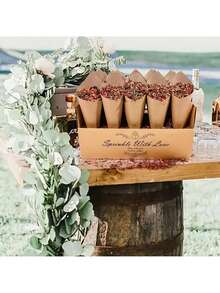 1入組牛皮紙30孔錐形架，搭配仿木紋彩帶現場佈置生日週年紀念日婚禮派對背景，DIY支架，糖果和食品展示架 - 彩色 - 查看 5