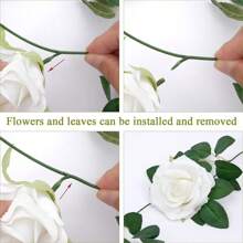 1pc 200cm/6.5ft Artificial White Rose Vines Floral Garlands Total ,Fake Vine Silk Flower Garland For Indoor, Outdoor Home Wedding Arch Garden Wall Decoration, Valentine Day, Gift