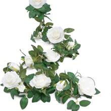 1pc 200cm/6.5ft Artificial White Rose Vines Floral Garlands Total ,Fake Vine Silk Flower Garland For Indoor, Outdoor Home Wedding Arch Garden Wall Decoration, Valentine Day, Gift