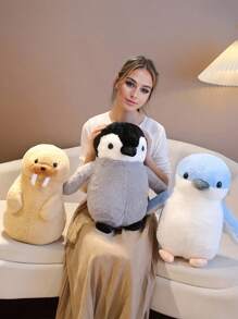 Bobbybear 1 pieza Muñeco de peluche de pingüino azul y blanco, Almohada de peluche de pingüino esponjoso, Peluche de pingüino de pie de la serie Océano, Regalo para acuario, Decoración con temática marina - Multicolor - Ver 4