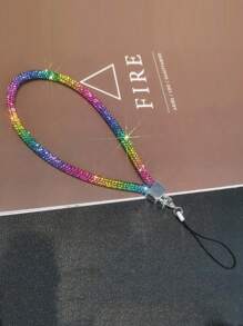 Fashionable Multi-Color Mobile Phone Hanging Strap, Short/Long Wrist Style With Rhinestone Chain For Women, Handmade Luxury Rhinestone Pendant Gifts For Mother, Family, Friends, Birthday, Holiday Phone Charm, Phone Chain