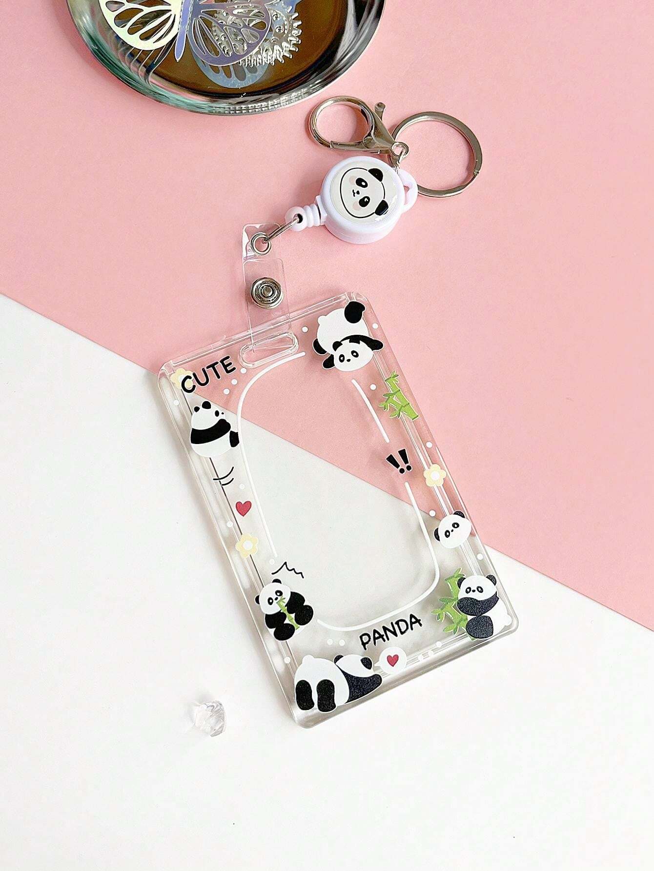 1pc Kawaii Panda Card Holders Transparent Acrylic Card Cases Useful ID