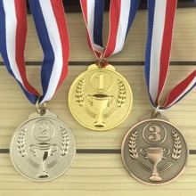 3pcs Gold/Silver/Bronze Medal Metal Awards, Sports Competition Champion Medals With Neck Ribbons - Multicolor - View 4