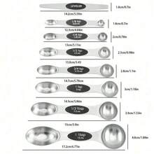 Premium Stainless Steel Measuring Cups Spoons Set Engraved Measurement Markers Stackable Design For Baking Cooking Dry Liquid Ingredients Kitchen Gadgets - Multicolor - View 5