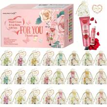 MISS FACTORX 24入組唇膏和護手霜禮品盒，婚禮小禮物，適用於女性、朋友，配有愛心袋和感謝卡，非常適合企業送禮 - 24套/盒 禮物套裝 - 查看 12