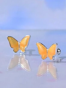 1 paire de boucles d'oreilles à vis en forme de papillon à la mode, disponibles dans plusieurs couleurs - Papillon - Voir 6