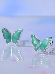 1 paire de boucles d'oreilles à vis en forme de papillon à la mode, disponibles dans plusieurs couleurs - Papillon - Voir 8