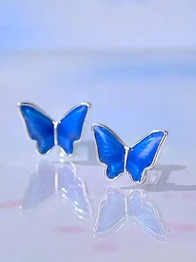 1 paire de boucles d'oreilles à vis en forme de papillon à la mode, disponibles dans plusieurs couleurs - Papillon - Voir 7