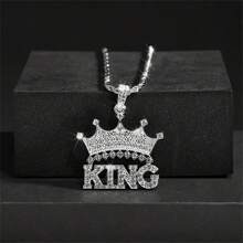 1pc Hip Hop Iced Out Bling Full Rhinestone Crown King Pendant Necklace  Link Chain Necklace For Men Goth Punk Rock Biker Jewelry Gifts - King Style - View 9