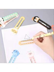50pcs Animal Series Cartoon Ruler Bookmarks, Lovely Gifts & Prizes, Creative Stationery For Students, Dual-Purpose Bookmark And Straight Ruler, Random Color - Multicolor - View 4