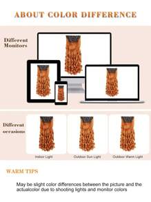 nimoki Clip In Hair Extensions Long Bouncy Curly  Hair Extensions 20 Inch 4pcs  Synthetic Hair Extensions For Women(Orange) - Dirty Orange - View 4