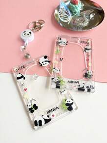 1pc Kawaii Panda S Transparent Acrylic Card Cases Useful Work Card Transportation Cute Cartoon Simple Transparent Card Set Campus Bus Meal Card Factory Brand Work Permit Protection Set Hard License Holder Card Holder Card Holder Wallet Business Card Holder Credit Card Holder Id Card Holder Card Holder Women For Women Card Wallet
