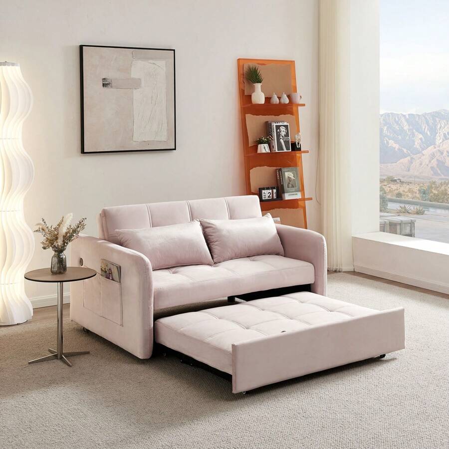LZ Home 55.5" Twins Pull Out Sofa Bed Velvet