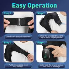 1pc Heated Shoulder Massager - Soothing Heat Therapy With Deep-Kneading Massage For Men And Women - Ergonomic Shoulder Strap Design For Ultimate Relaxation - 黑色 - 查看 4