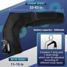 1pc Heated Shoulder Massager - Soothing Heat Therapy With Deep-Kneading Massage For Men And Women - Ergonomic Shoulder Strap Design For Ultimate Relaxation - 黑色 - 查看 2