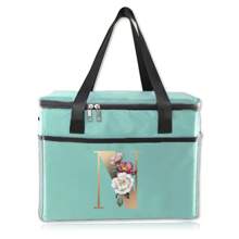 Insulated Lunch Box Bag Cooler Box Canvas Thermal LunchBox Large Capacity Tote Bag Initial Name A To Z Gold Letter Flower Printing For Women's Work Food Storage Bags Portable Waterproof Handbags For Office School Picnic Camping Travel School Organizer Bags Teacher Storage Bags Classroom Bags Classroom Organizer BagsLunch BagWomanFor Women LadiesSchool Supplies Stuff Accessories - Green - View 32