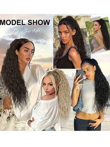 Claw Clip Ponytail, 24 Inch Black Ponytail Extensions, Women's Synthetic Long Curly Wave Clip-In Ponytail Extensions, Synthetic Wigs For Daily Party Use, Ponytail Wigs