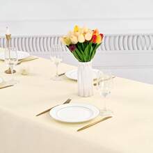 8 Pack Polyester Tablecloths,90 X 156 Inch Rectangle Table Cloth For 8 Foot Tables,Stain And Wrinkle Resistant Washable Fabric Table Cover For Wedding Banquet Restaurant Party Outdoor Party Wedding Outdoor Activities Banquet Multiple Colors,Weddings Graduation Season Outdoor Events Entertain Guests - 米色 - 查看 5