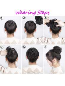 Extensiones de cabello rizado corto recogido a la moda con banda elástica, extensión de fibra sintética de moño para accesorios de cabello de mujeres y niñas