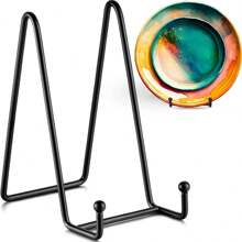 Plate Stands For Display - Plate Holder Display Stand + Metal Frame Holder Stand For Picture, Decorative Plate, Platter, Book, Minimalist Metal Phone & Tablet Stand, Decorative Display Tray - Black - View 1