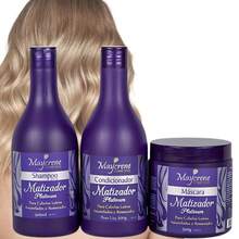 Kit Matizador Platinum Cabelos Loiros Maycrene - 3 Produtos Capilares