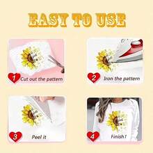 5入組向日葵燙畫熱轉印貼紙設計，熱壓貼花熱轉印印刷DIY服裝T恤牛仔褲背包熱轉印 - 彩色 - 查看 8