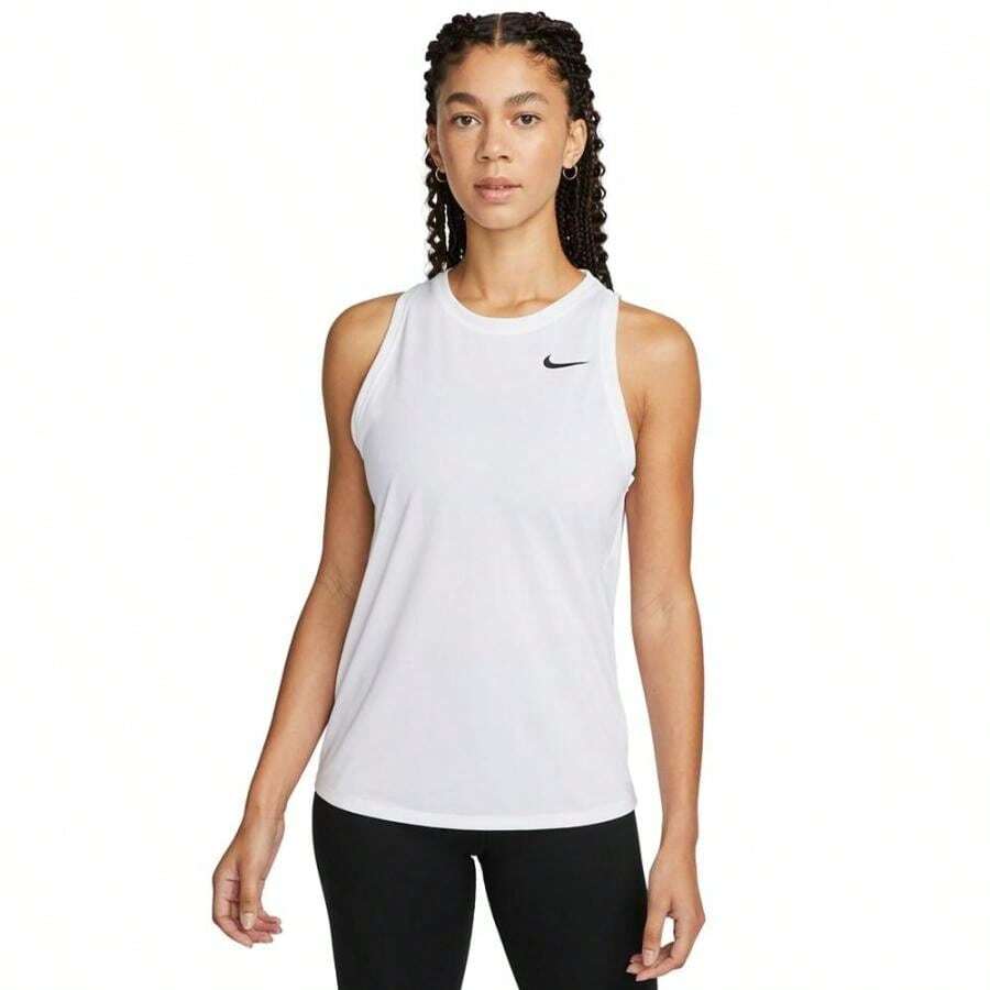 Nike Women's Dri-FIT Training Tank Top - White/Black - View 1