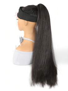 合成馬尾裝飾毛細圈頭髮辮子髮型接頭黑色金色褐色適用於女士 - 黑棕色 - 查看 5