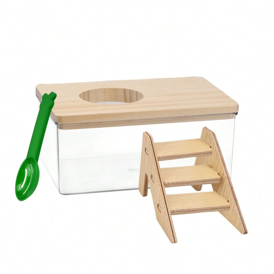 Kit de bain de sable pour hamster, boîte de bain de sable en acrylique avec couvercles en bois