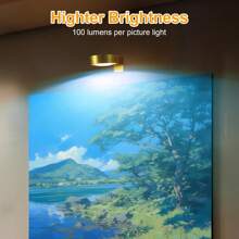 3-Pack Picture Lights For Wall, 13 RGB Color Changing Led Art Display Light With Rechargeable Battery Operated, Magnetic Painting Light With Remote Control, Wireless Party Home Wall Decor Puck Light - 金色 - 查看 4