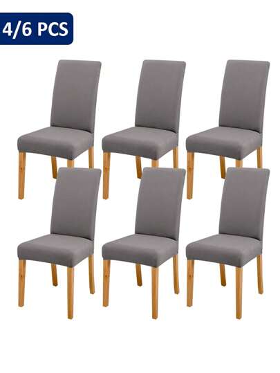 4pcs/6pcs/8pcs/10pcs Plain Chair Covers, Modern Removable Stretchy Polyester Chair Slipcover, Suitable For Living Room, Dining Room, Bedroom, All Seasons