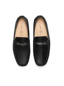 Men's  Black Penny Loafers Moccasins Shoes - 黑色 - 查看 6