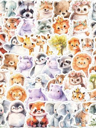 50 st söta djurklotterklistermärken för att dekorera bilar, telefoner, koppar, vattentäta kreativa tecknade klistermärken