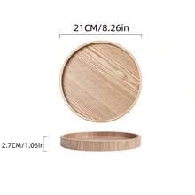 1pc Natural Wood Color Wooden Tray, Round Tray For Living Room Decoration, Jewelry & Snack Storage, Tea Serving Tray, Suitable For Daily Use - Wood Color - View 6