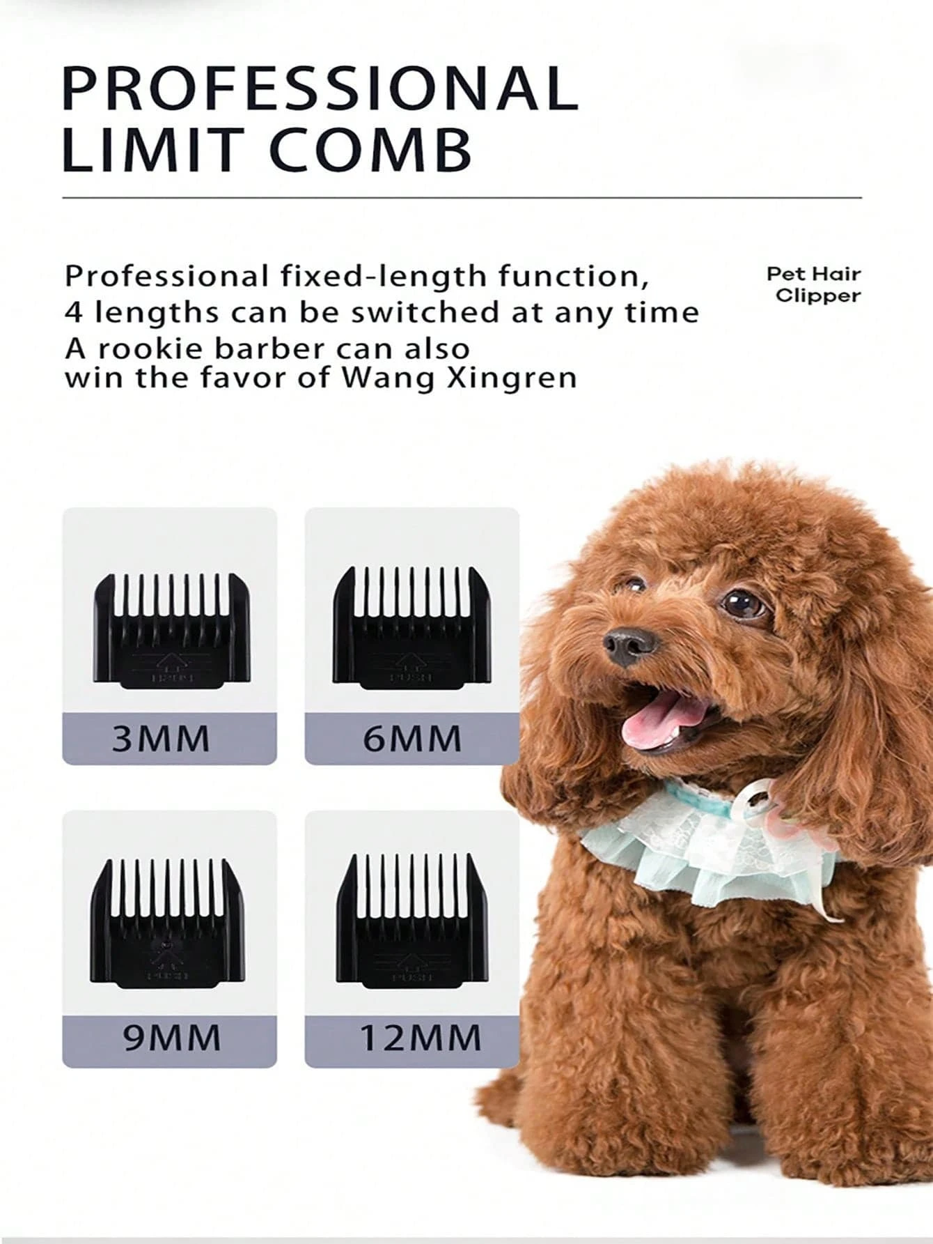 Rechargeable Pet Hair Trimmer, Dog Electric Grooming Clipper, Poodle