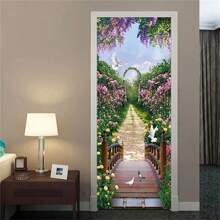 3D Forest Door Sticker Vinyl Wallpaper Self-Adhesive DIY For Dream Animal Bedroom Study Decoration Home Design Decal Murals, Stickers, Wall Decal, Vinly Decal For Home Decorations, Spring Decoration Items Refresh Your Home, Rama Decoration Stickers Gifts Birthday Graduation
