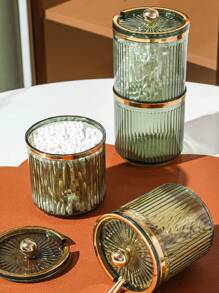 Luxury Cleaning Swab Storage Box Desktop Dustproof Makeup Pad, Swab, Toothpick Container Holder With Lid - Champagne - View 4