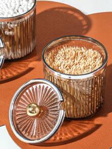 Luxury Cleaning Swab Storage Box Desktop Dustproof Makeup Pad, Swab, Toothpick Container Holder With Lid - Champagne - View 5