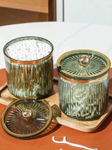 Luxury Cleaning Swab Storage Box Desktop Dustproof Makeup Pad, Swab, Toothpick Container Holder With Lid - Champagne - View 9