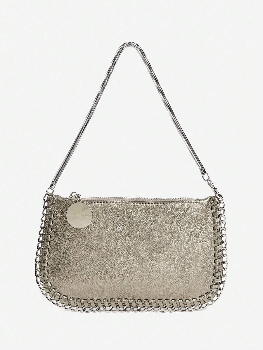 Handmade Chain Weave Multipurpose Silver Metallic Crossbody Bag, Can Be Used As Handbag, Shoulder Bag Or Messenger Bag - 銅色 - 查看 1
