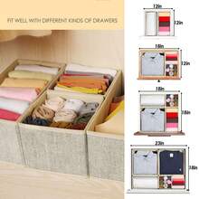 Hộp đựng ngăn kéo đồ lót, Hộp đựng đồ lót có thể gập lại và ngăn chia tủ quần áo, Hộp đựng quần áo, tất, đồ lót - Màu be - Xem 6