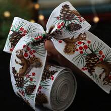 1 Cuộn 6.3cm Chiều rộng 200cm Chiều dài Giáng sinh Vải bố Ruy băng Với Người Gingerbread & Quả tùng Đồ trang trí Và Dây điện Cạnh , DIY Thủ công Bowknot Dải ruy băng trang trí - Đỏ và trắng - Xem 5