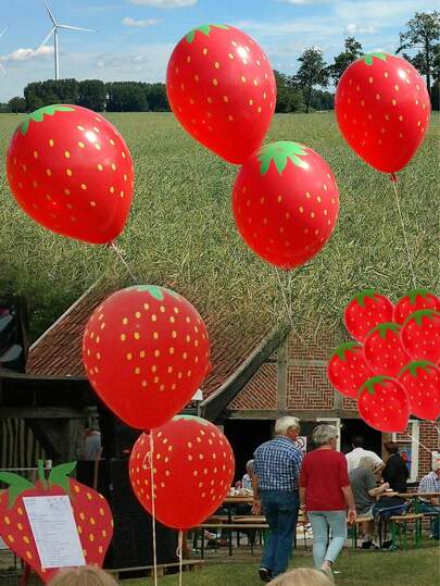 50/20/10pcs 12" Strawberry Printed Latex Balloons, Thick Strawberry Polka Dot Balloons, Hawaiian Party Strawberry Fruit Decorative Balloons, Suitable For Birthday Party Backdrop, Festival Decoration