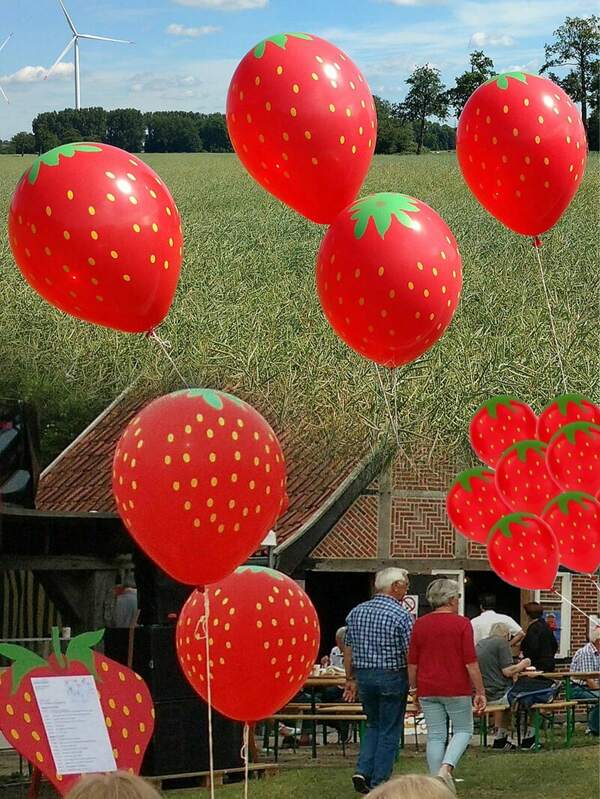 50/20/10 pièces Ballons en latex imprimés de 12" aux motifs de fraises, ballons à pois épais aux motifs de fraises, ballons décoratifs de fruits de fraises pour fête hawaïenne. Convient pour décor de fond de fête d'anniversaire, décoration de festival