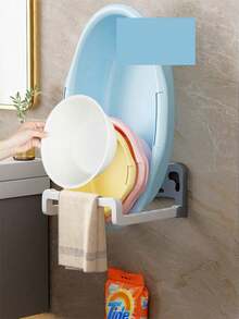 1 pieza Estante de pared plegable para lavamanos de cocina y baño para almacenamiento de cubiertos y ollas - Multicolor - Ver 9