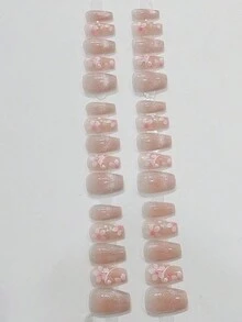 Monina 30入組手工製作3D法式貓眼美甲裝飾，水晶桃花設計腮紅，清新明亮，美白，節日送女生的完美禮物 - 淺粉色 - 查看 3