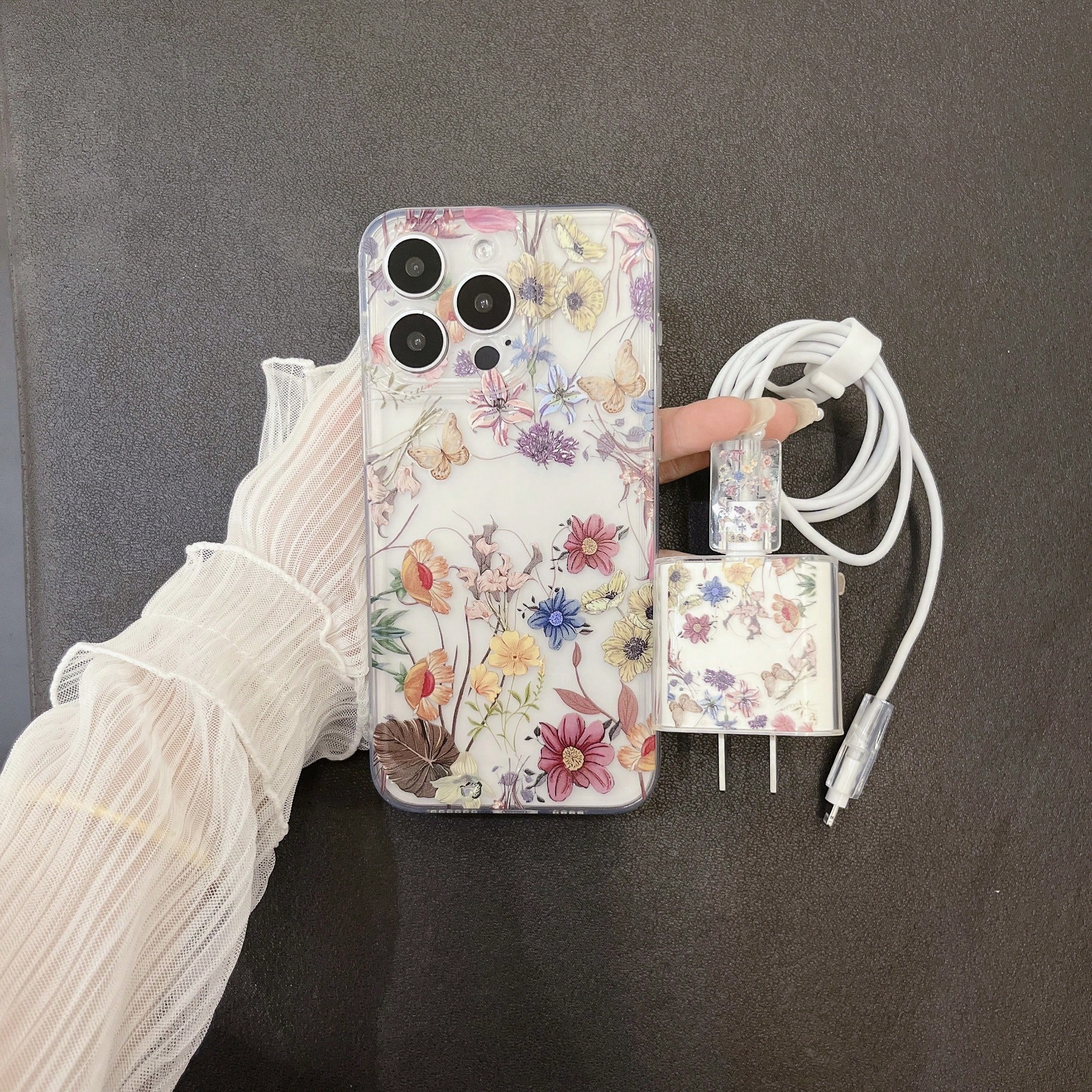 Ensemble d'accessoires pour téléphone mobile de 5 pièces (Clip de regroupement de câble de données, Étui de protection, Étui de téléphone en