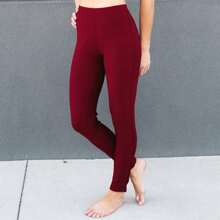 High Rise Ponte Pant (New Mix) - Burgundy - View 1